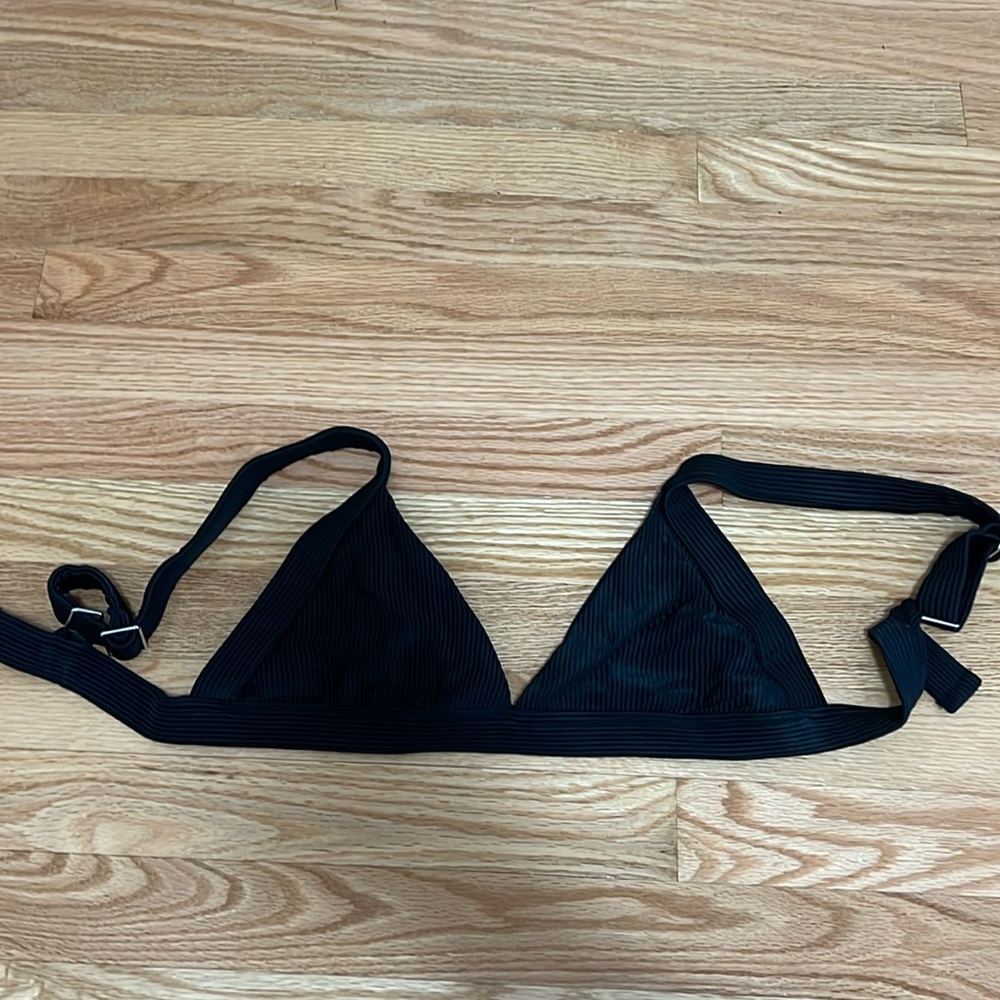 Frankie’s Bikinis Ribbed Black Bikini Top